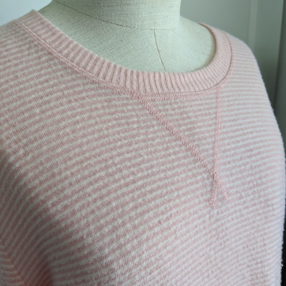 Lucky Brand Pullover Brushed Knit Crew Neck Long Sleeve Striped Pink White L NWT - Picture 4 of 15
